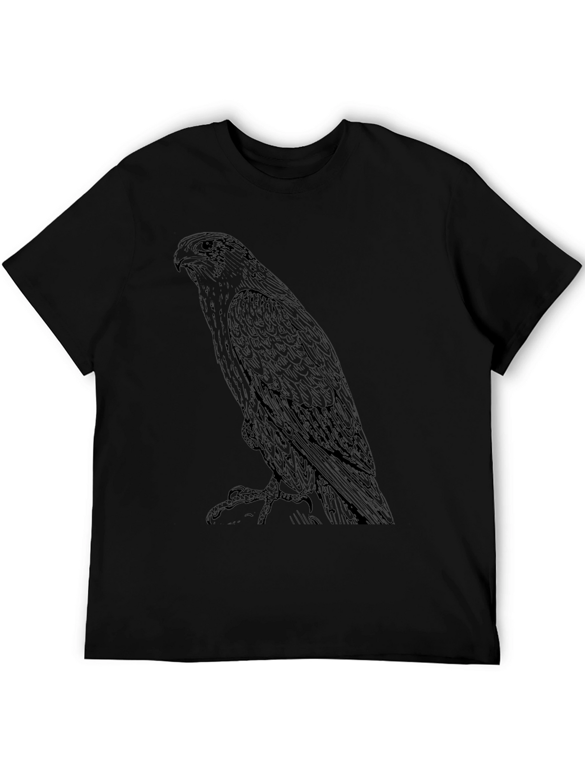Mens Black T-Shirt with Eagle Graphic Print