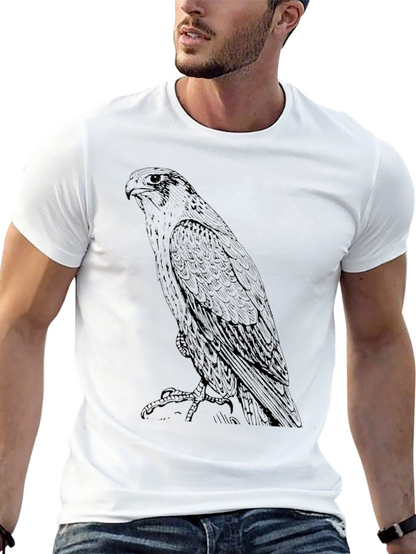 Mens Black T-Shirt with Eagle Graphic Print