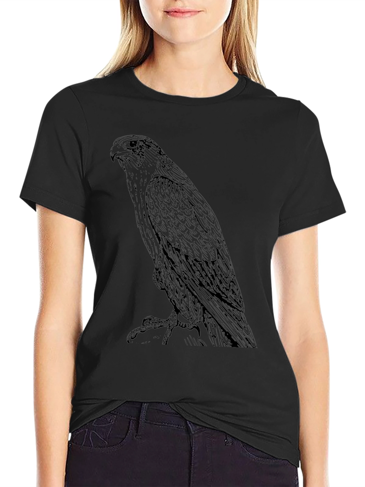 Mens Black T-Shirt with Eagle Graphic Print