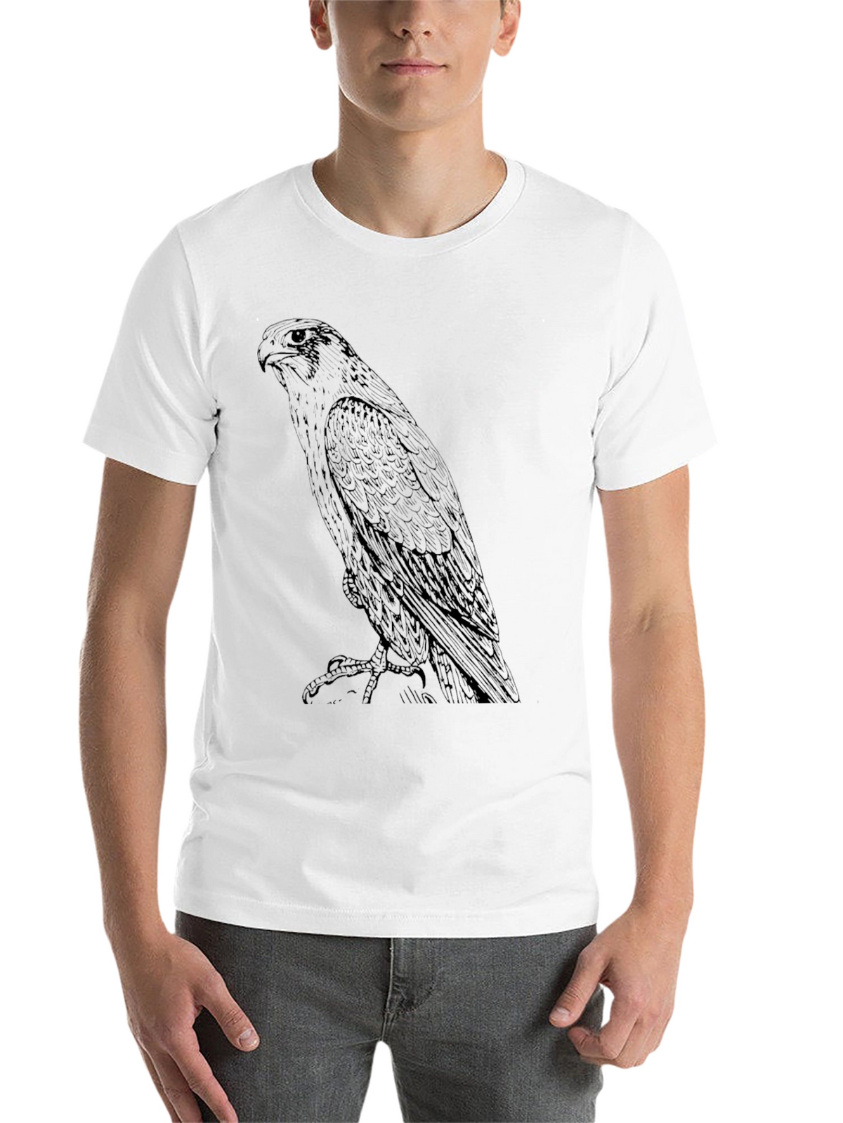 Mens Black T-Shirt with Eagle Graphic Print
