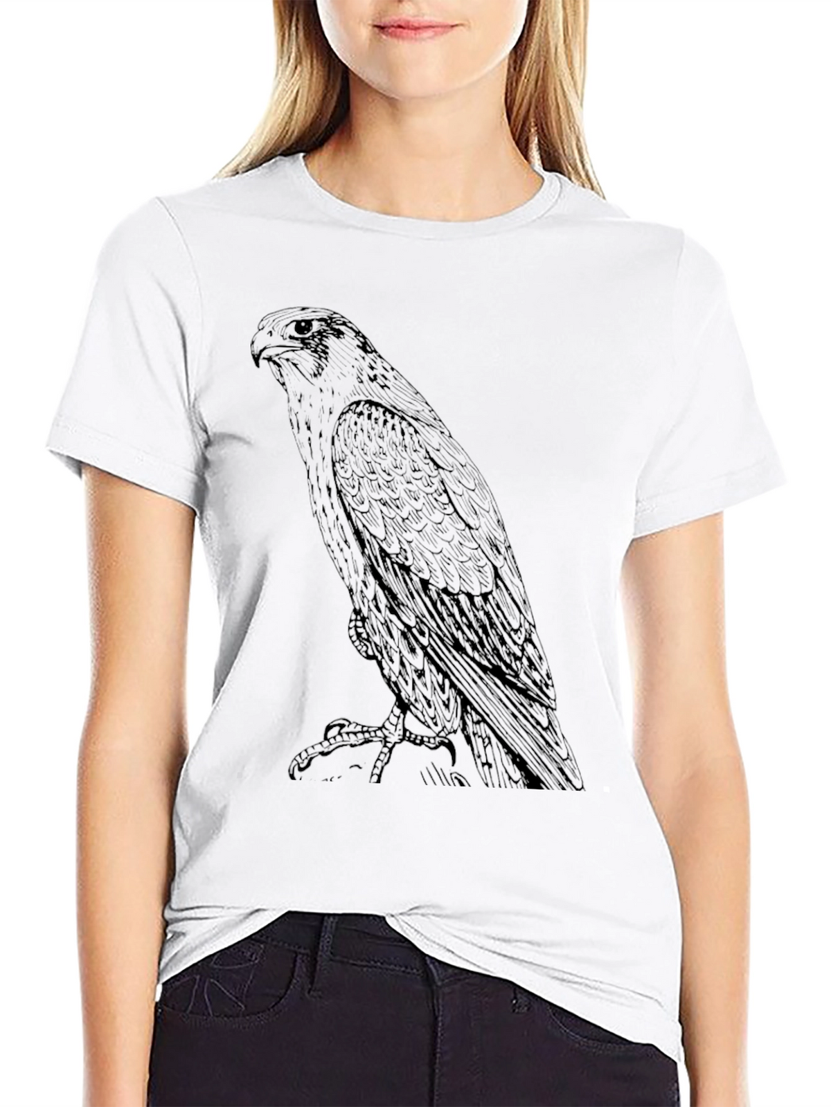 Mens Black T-Shirt with Eagle Graphic Print