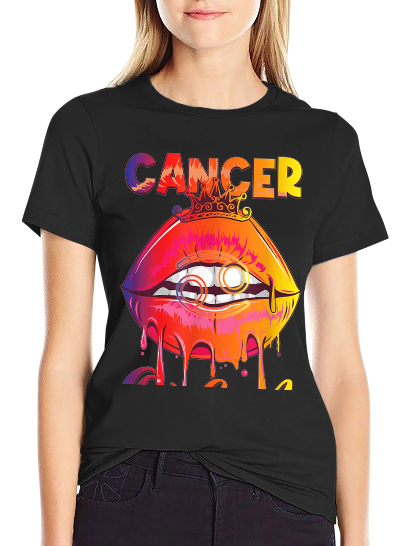 Cancer Zodiac Lips Graphic T-Shirt