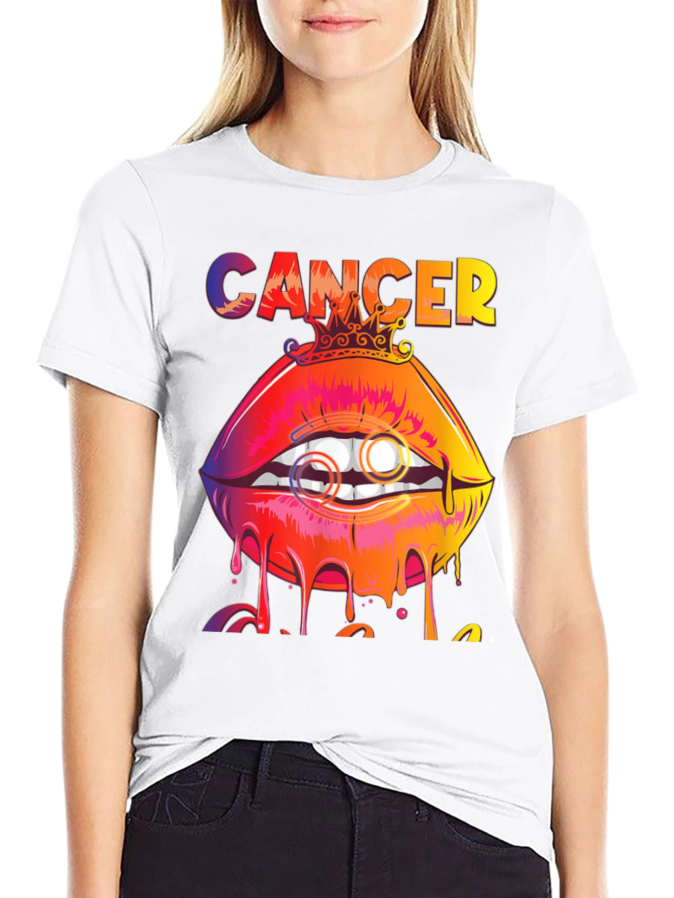 Cancer Zodiac Lips Graphic T-Shirt