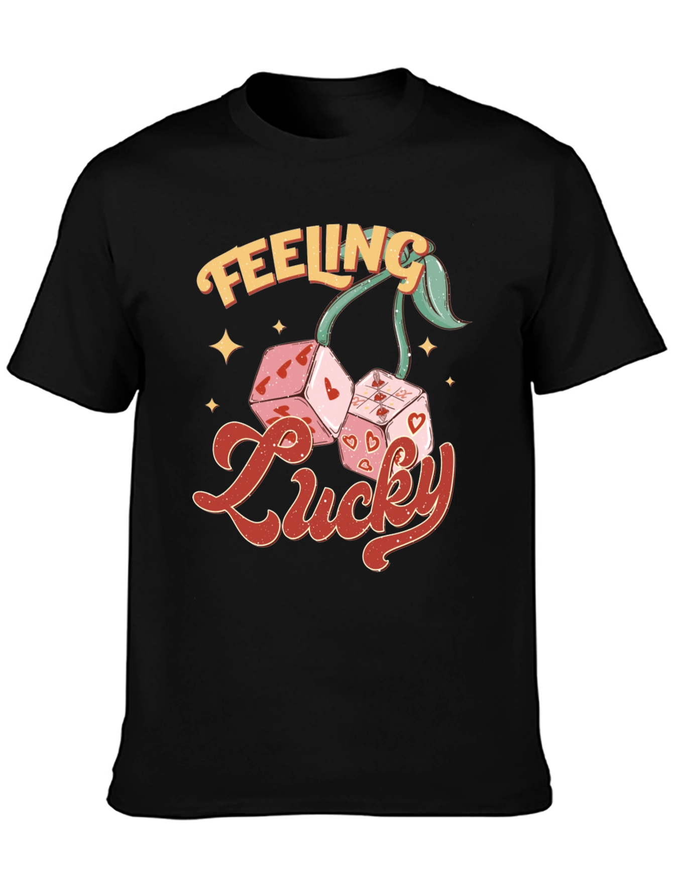 Feeling Lucky Dice Cherry Black T-Shirt