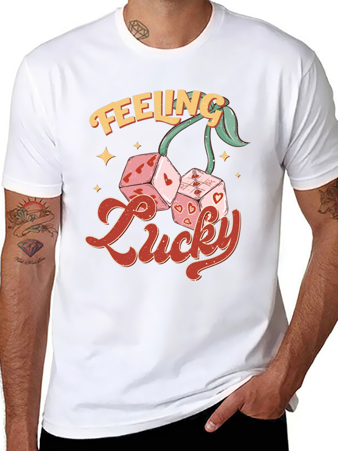 Feeling Lucky Dice Cherry Black T-Shirt