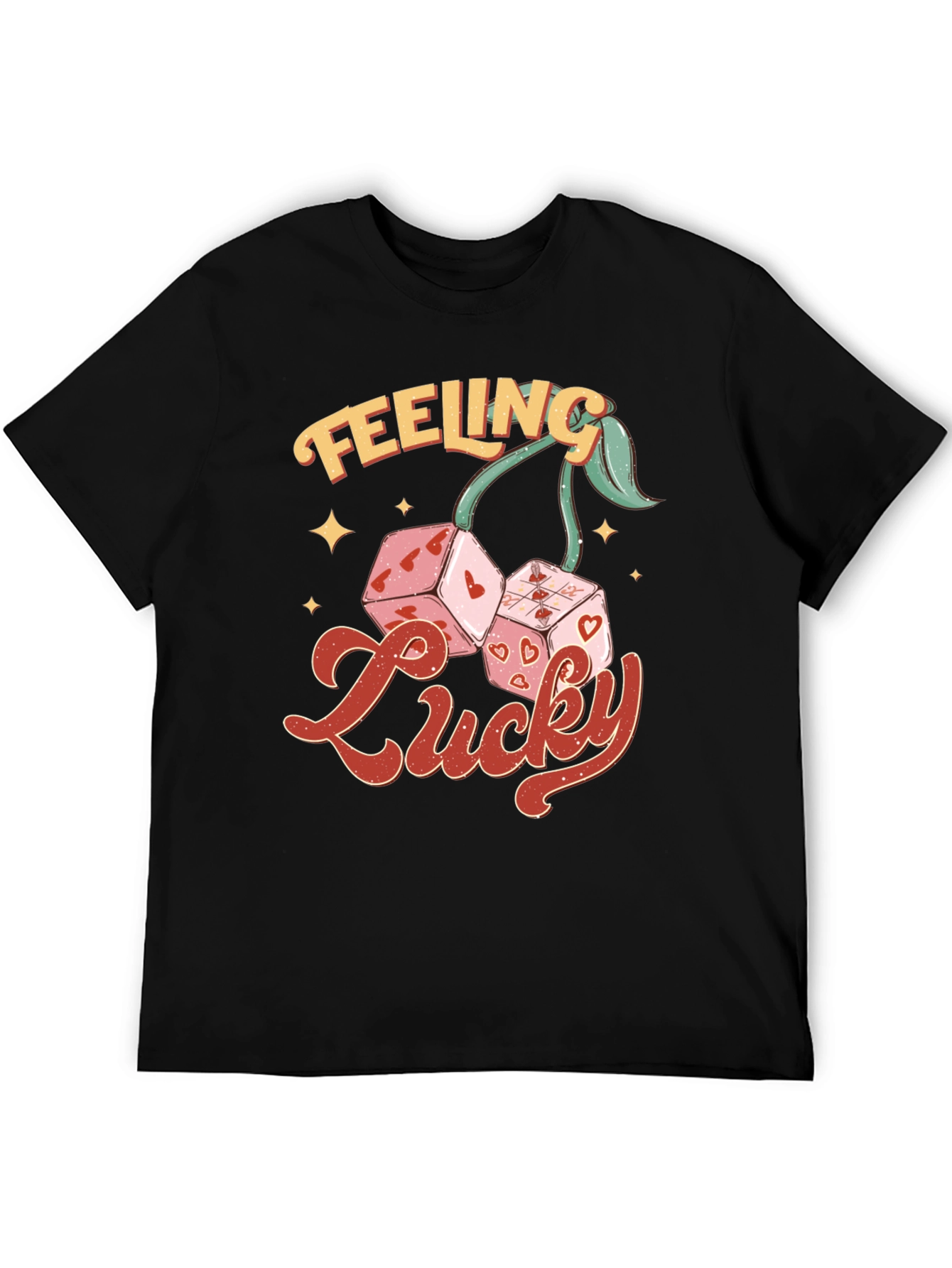 Feeling Lucky Dice Cherry Black T-Shirt