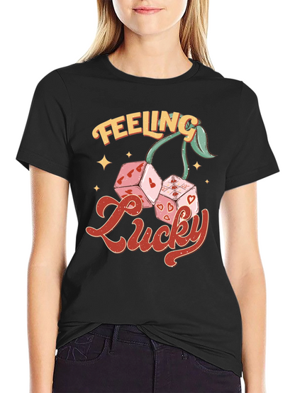 Feeling Lucky Dice Cherry Black T-Shirt