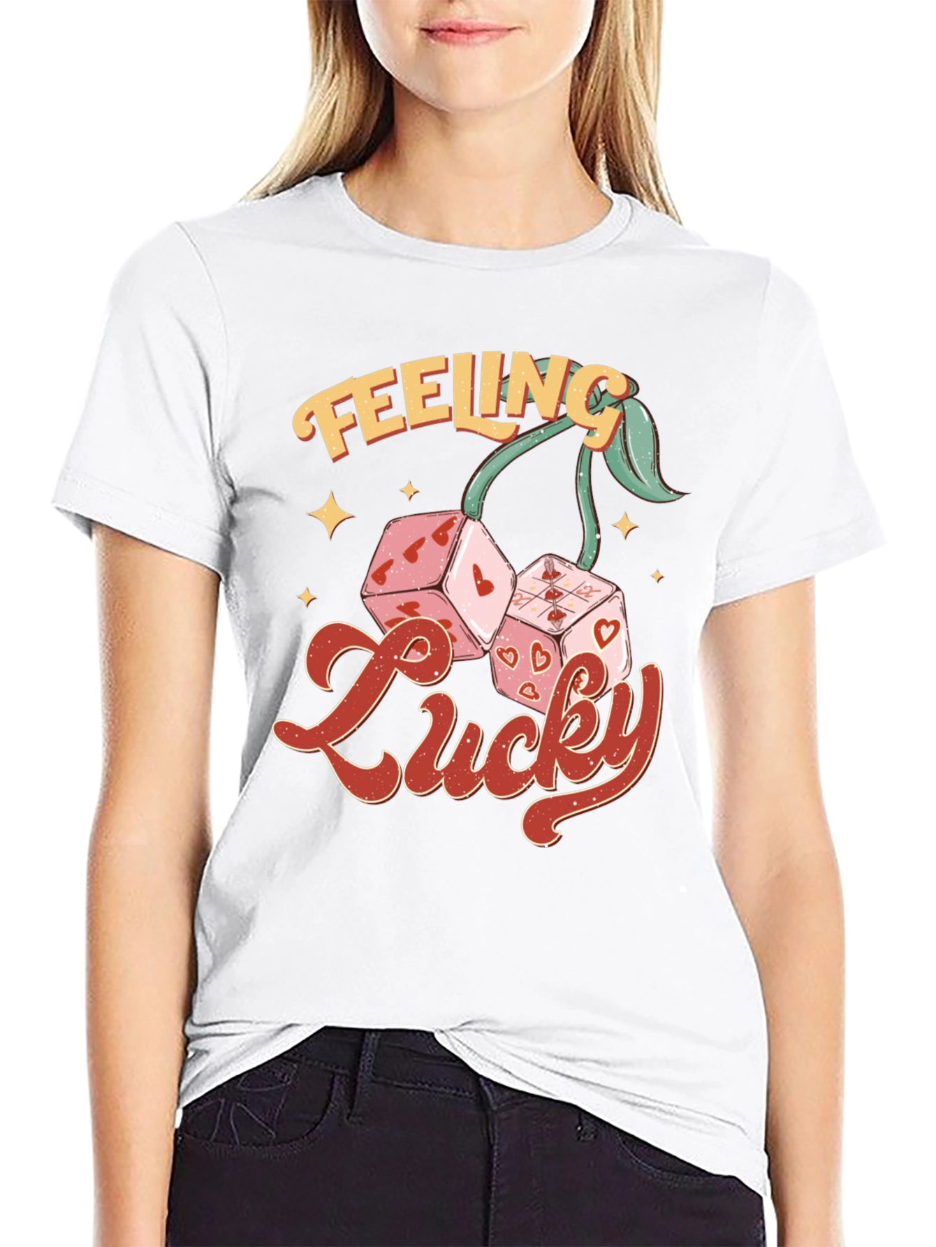 Feeling Lucky Dice Cherry Black T-Shirt