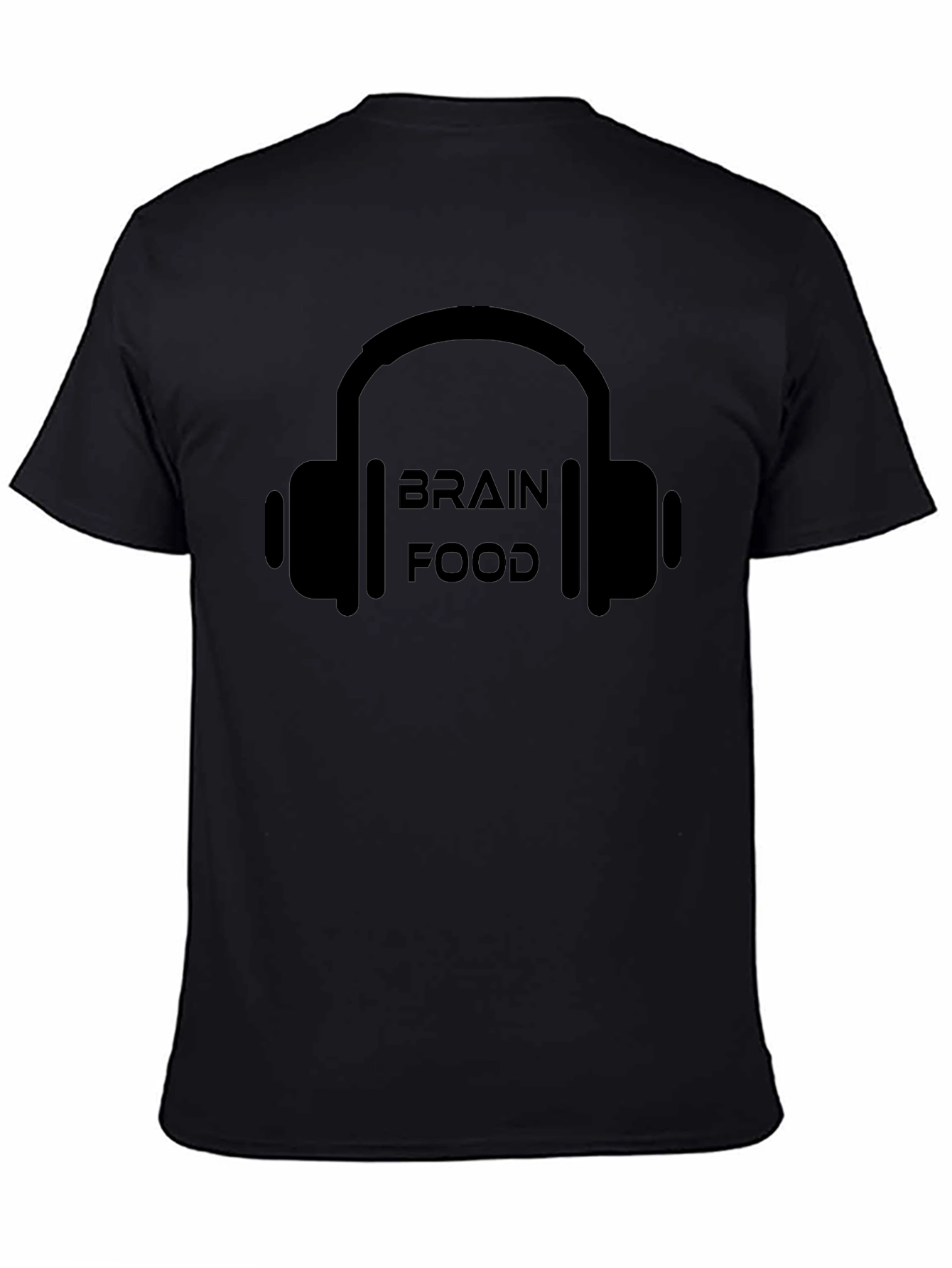 Brain Food Headphones Black Graphic T-Shirt
