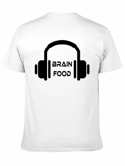 Brain Food Headphones Black Graphic T-Shirt