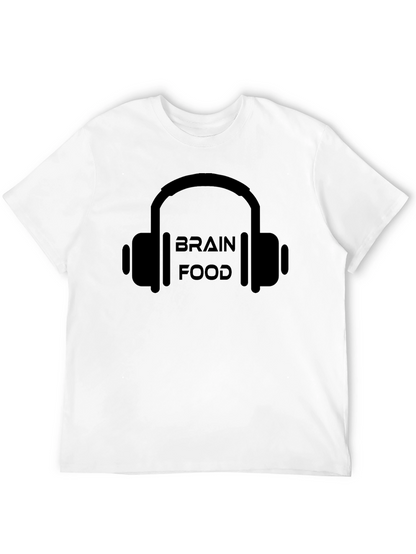 Brain Food Headphones Black Graphic T-Shirt