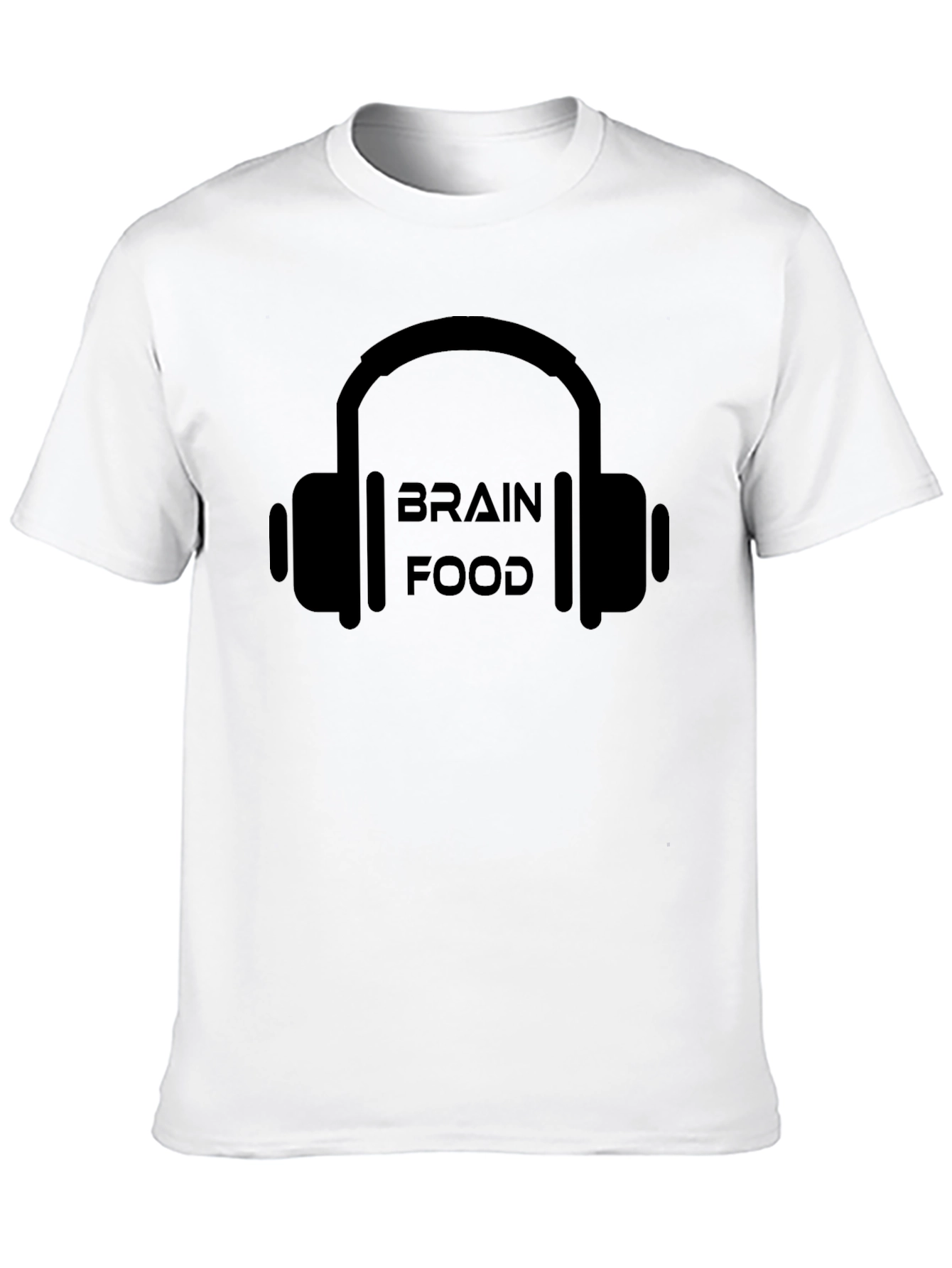 Brain Food Headphones Black Graphic T-Shirt