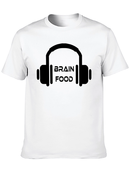 Brain Food Headphones Black Graphic T-Shirt