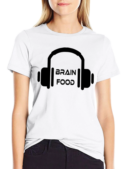 Brain Food Headphones Black Graphic T-Shirt