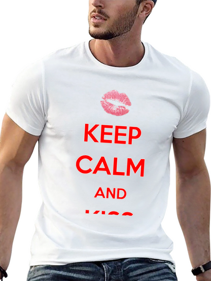 Keep Calm Kiss Mens Black Tee