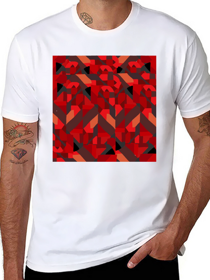Abstract Geometric Print Black T-Shirt