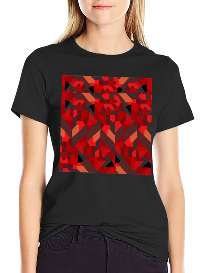 Abstract Geometric Print Black T-Shirt