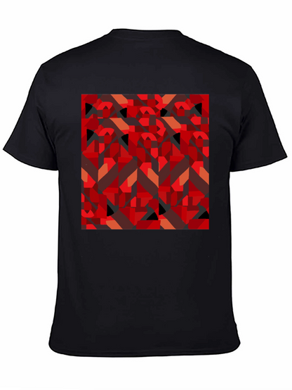 Abstract Geometric Print Black T-Shirt