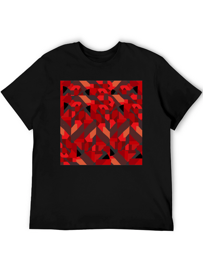 Abstract Geometric Print Black T-Shirt