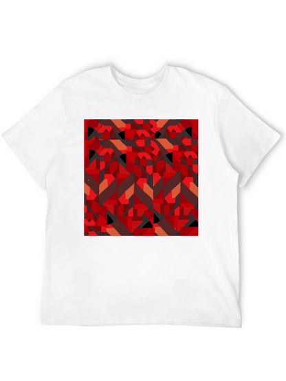 Abstract Geometric Print Black T-Shirt