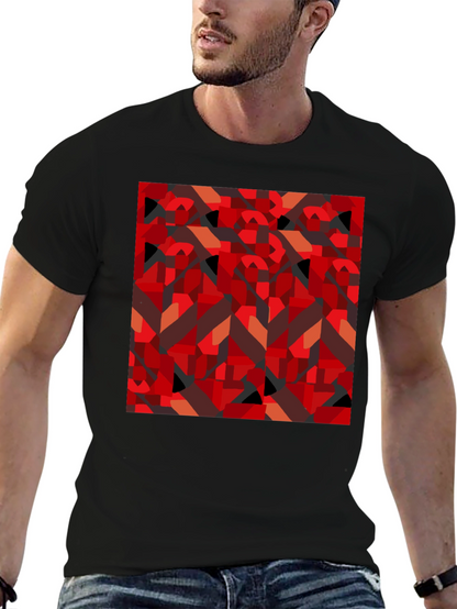 Abstract Geometric Print Black T-Shirt