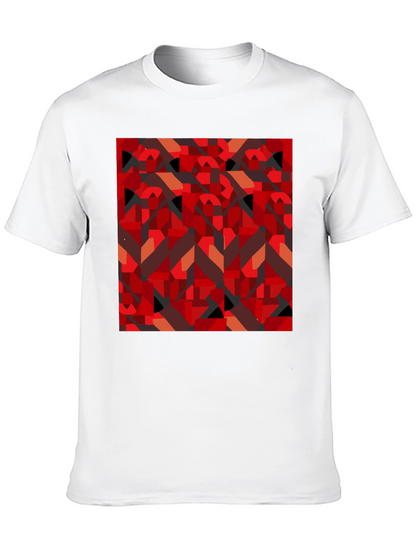 Abstract Geometric Print Black T-Shirt
