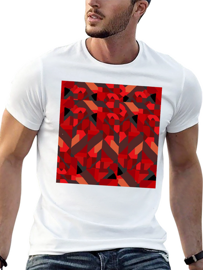 Abstract Geometric Print Black T-Shirt