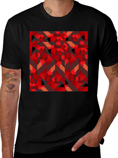 Abstract Geometric Print Black T-Shirt