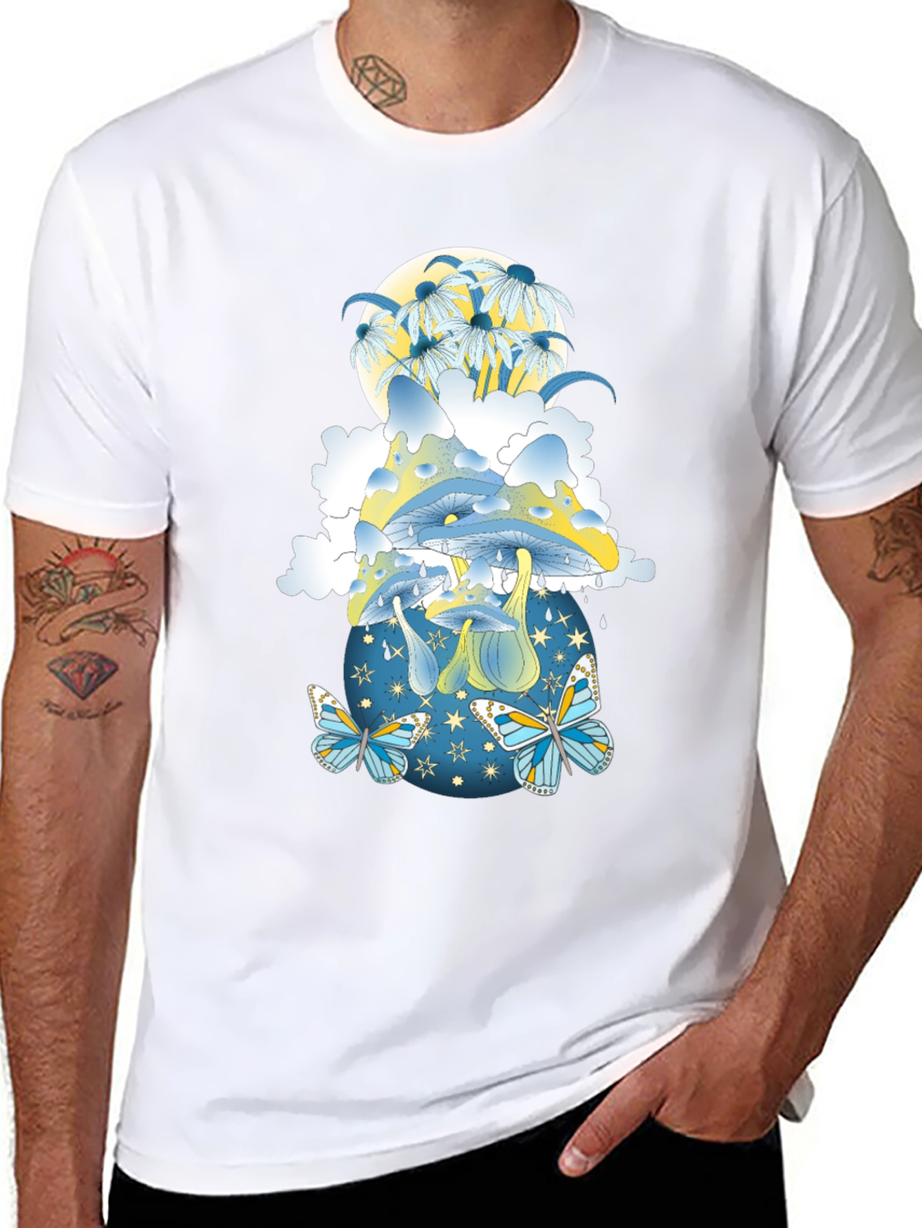 Mystical Mushroom & Butterfly Graphic Tee