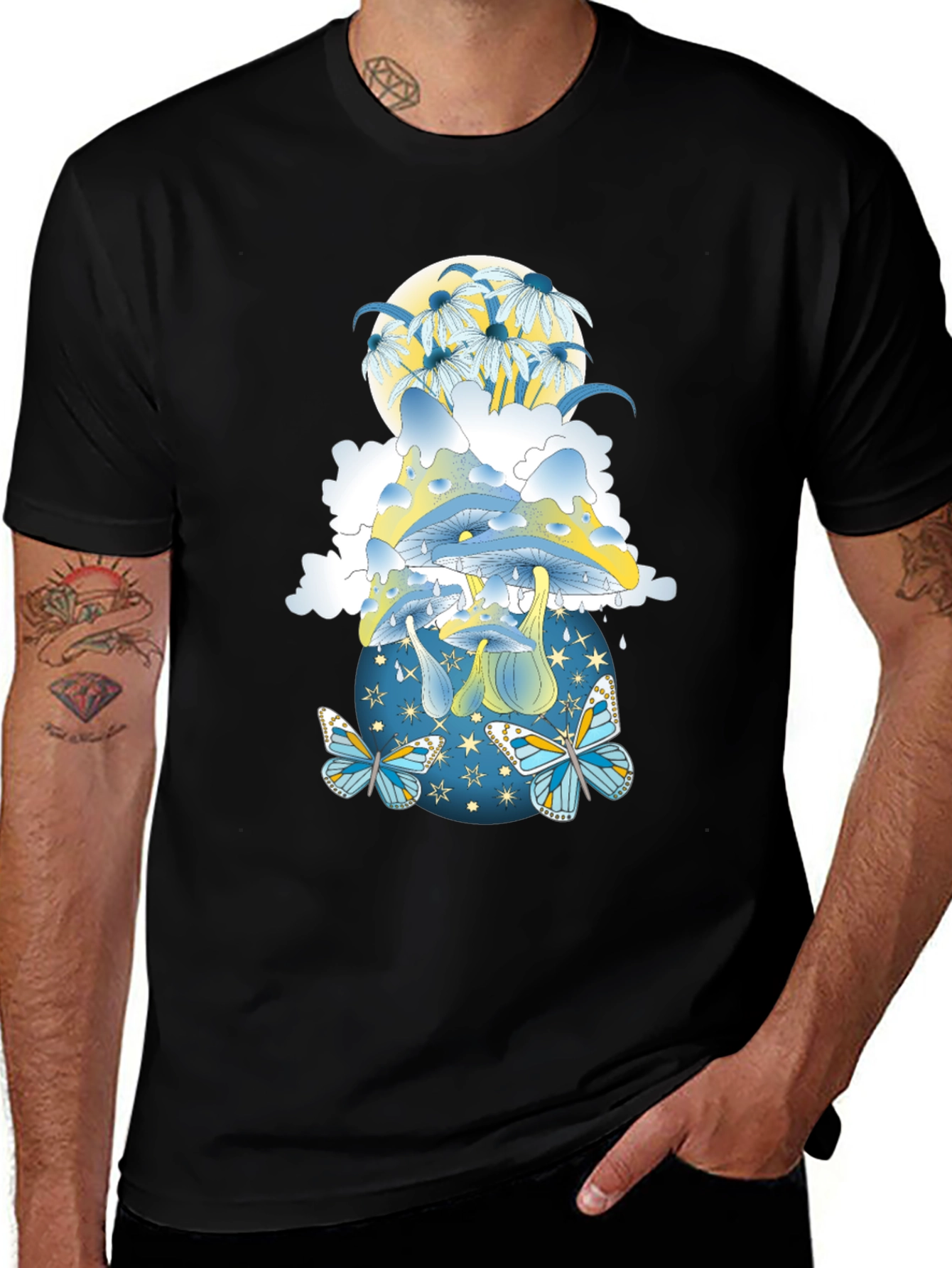 Mystical Mushroom & Butterfly Graphic Tee