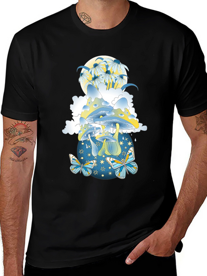 Mystical Mushroom & Butterfly Graphic Tee