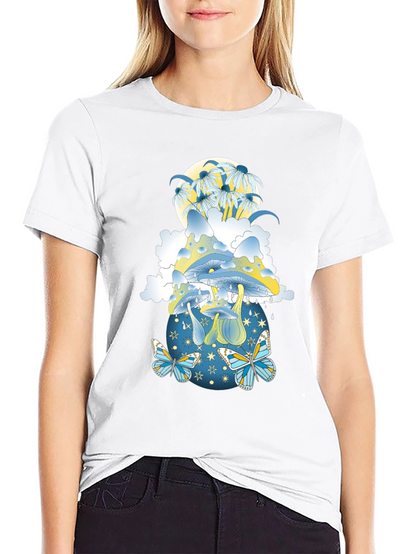 Mystical Mushroom & Butterfly Graphic Tee