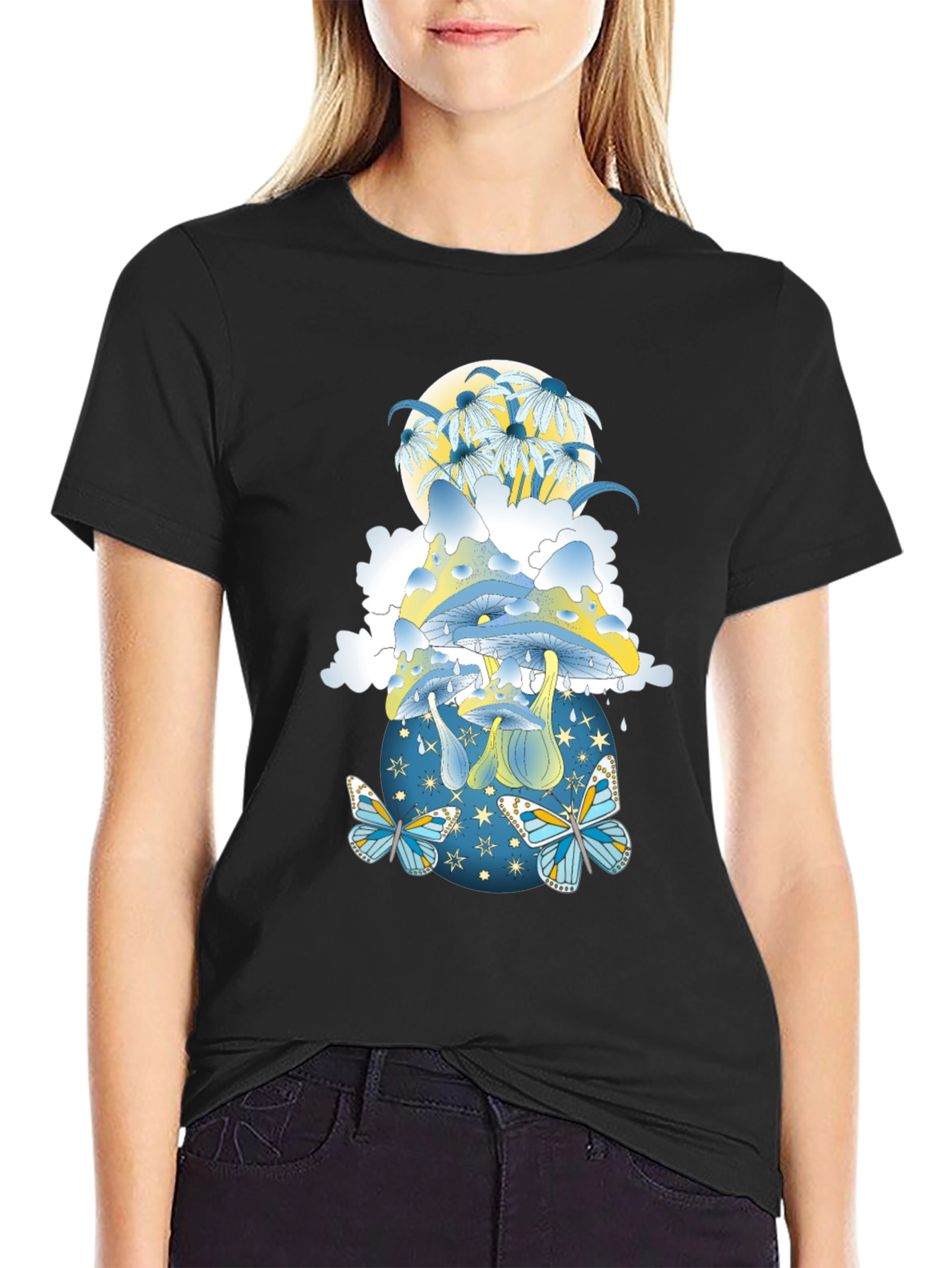 Mystical Mushroom & Butterfly Graphic Tee