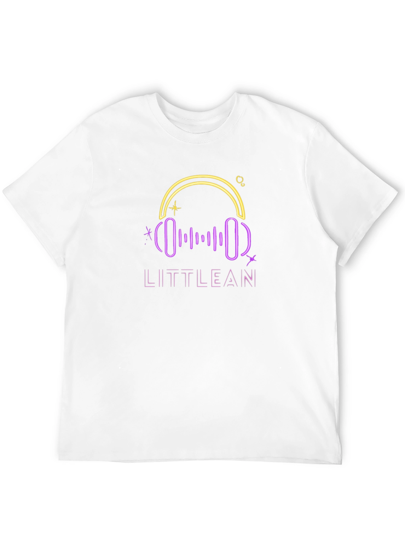LITTLEAN Neon Headphones Black T-Shirt