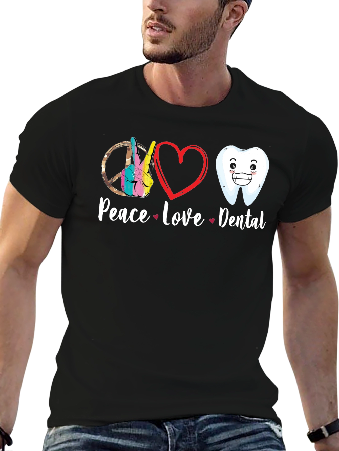 Peace Love Dental Graphic T-Shirt