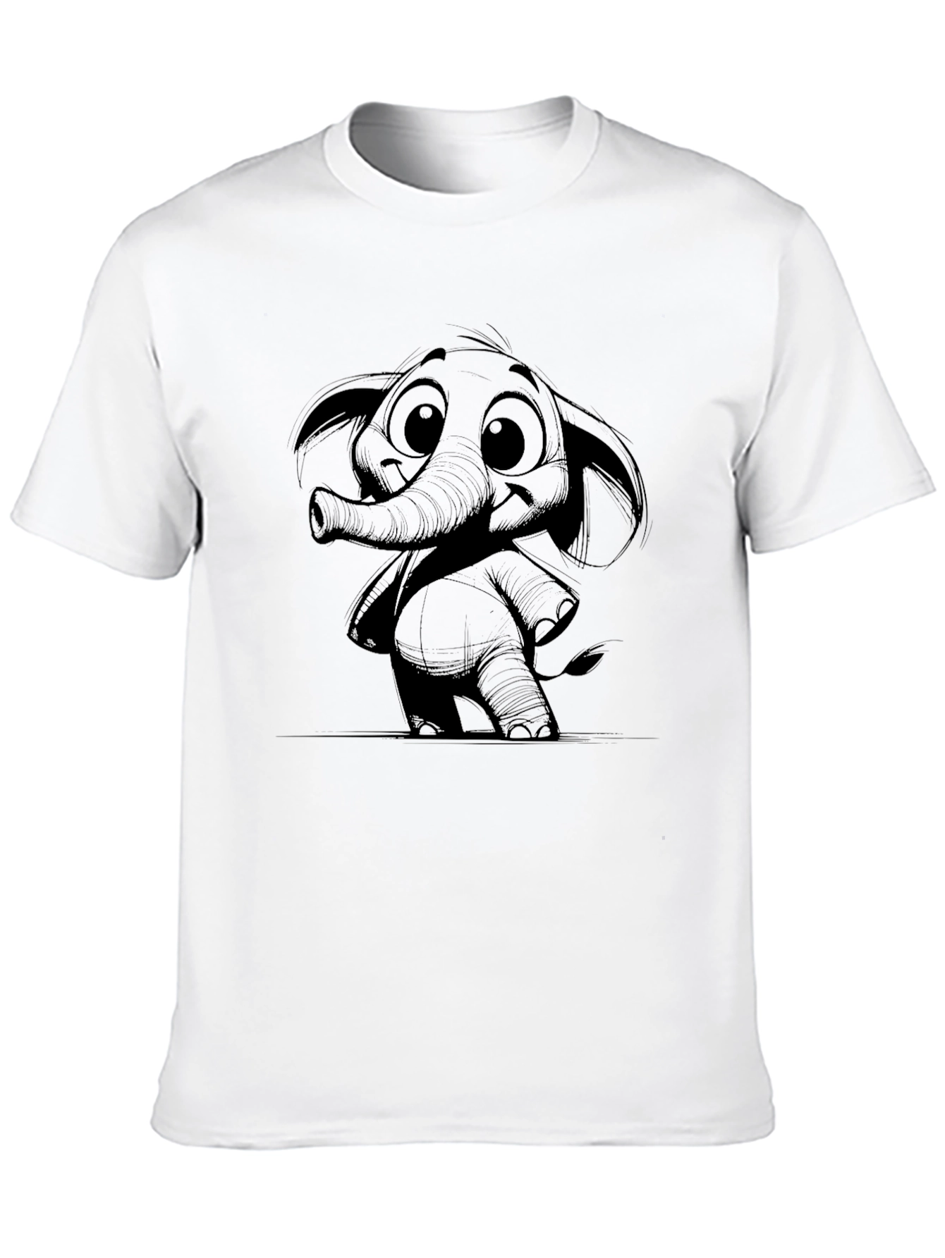 Elephant Graphic Print Black T-Shirt