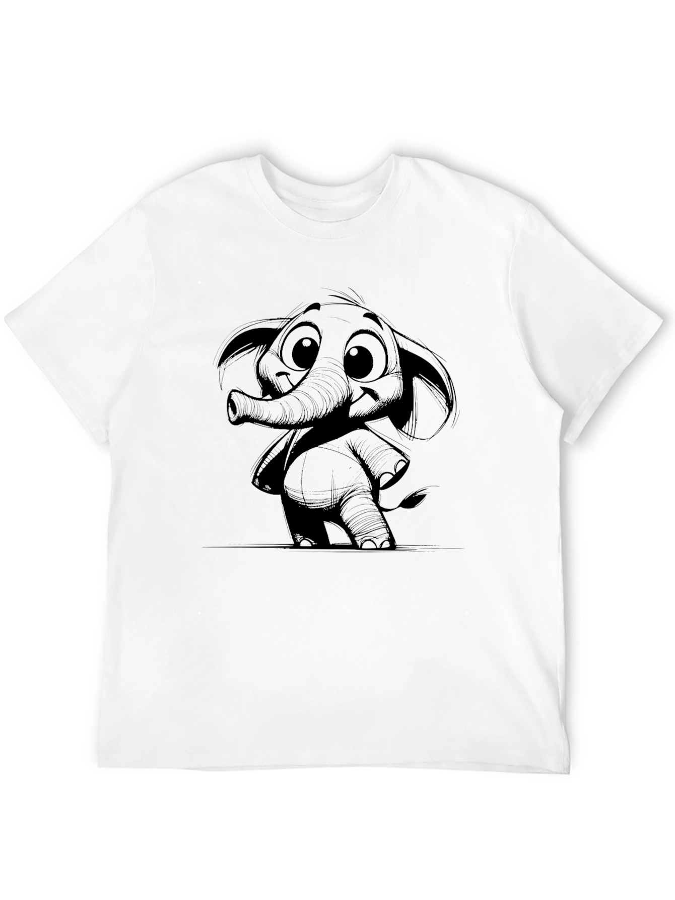 Elephant Graphic Print Black T-Shirt