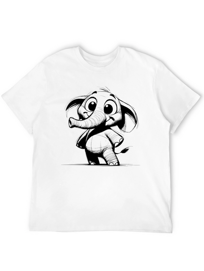 Elephant Graphic Print Black T-Shirt