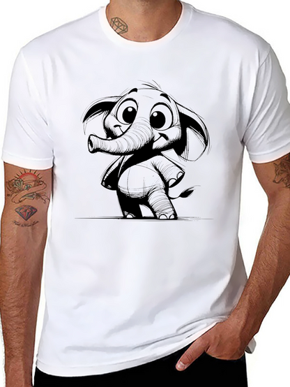Elephant Graphic Print Black T-Shirt
