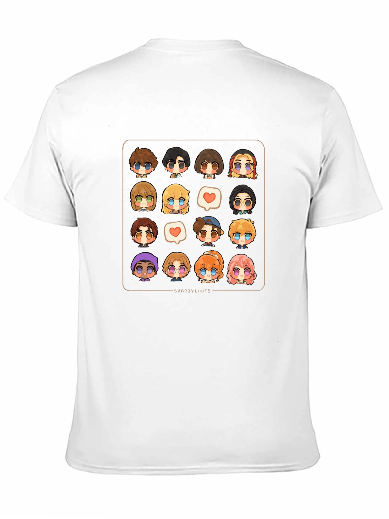 Cute Character Grid Black T-Shirt