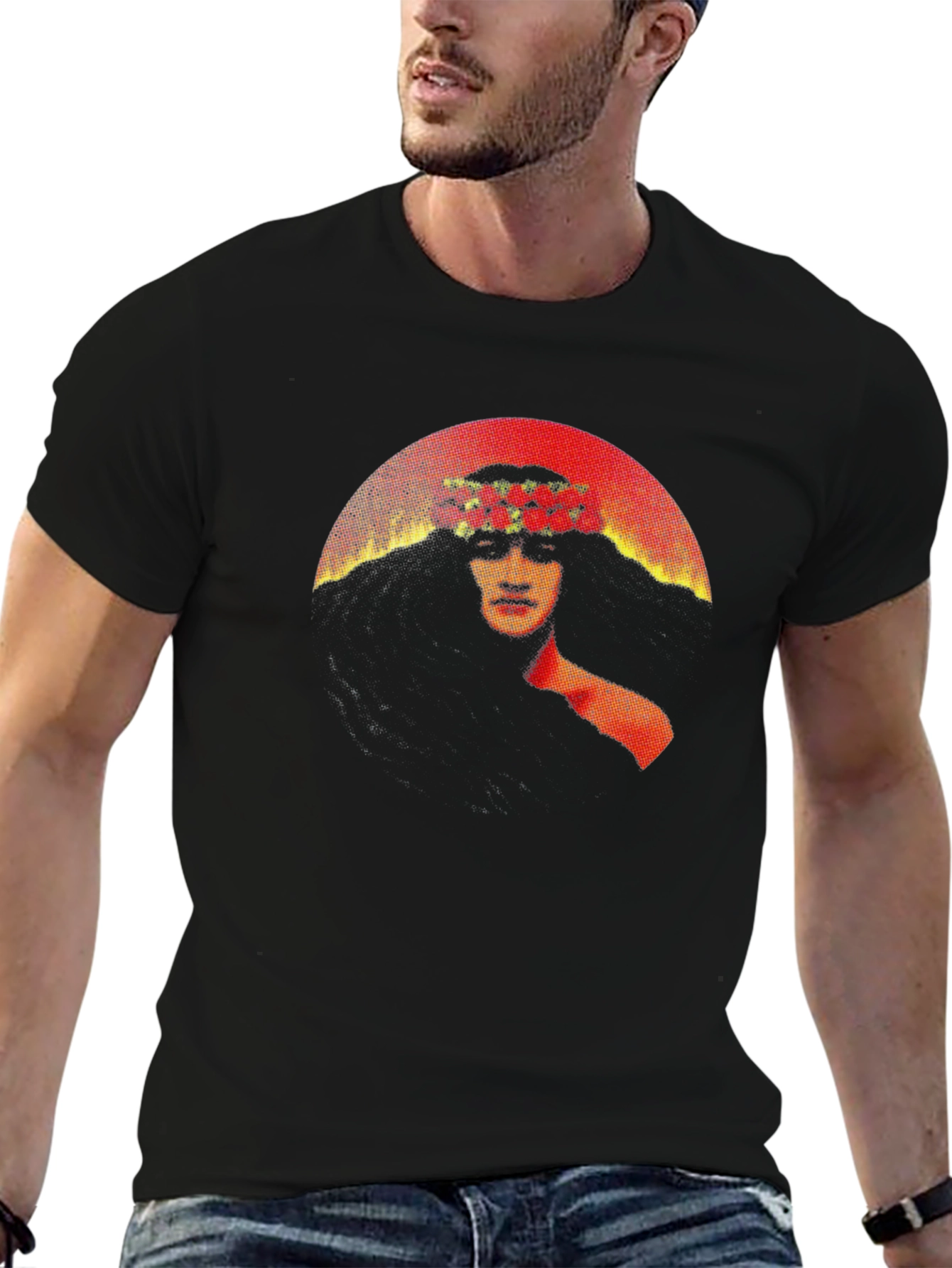 Floral Crown Graphic Black T-Shirt