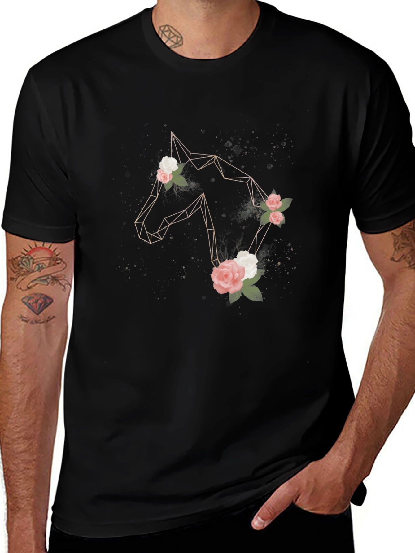 Geometric Horse & Floral Graphic Tee