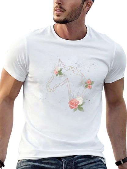 Geometric Horse & Floral Graphic Tee