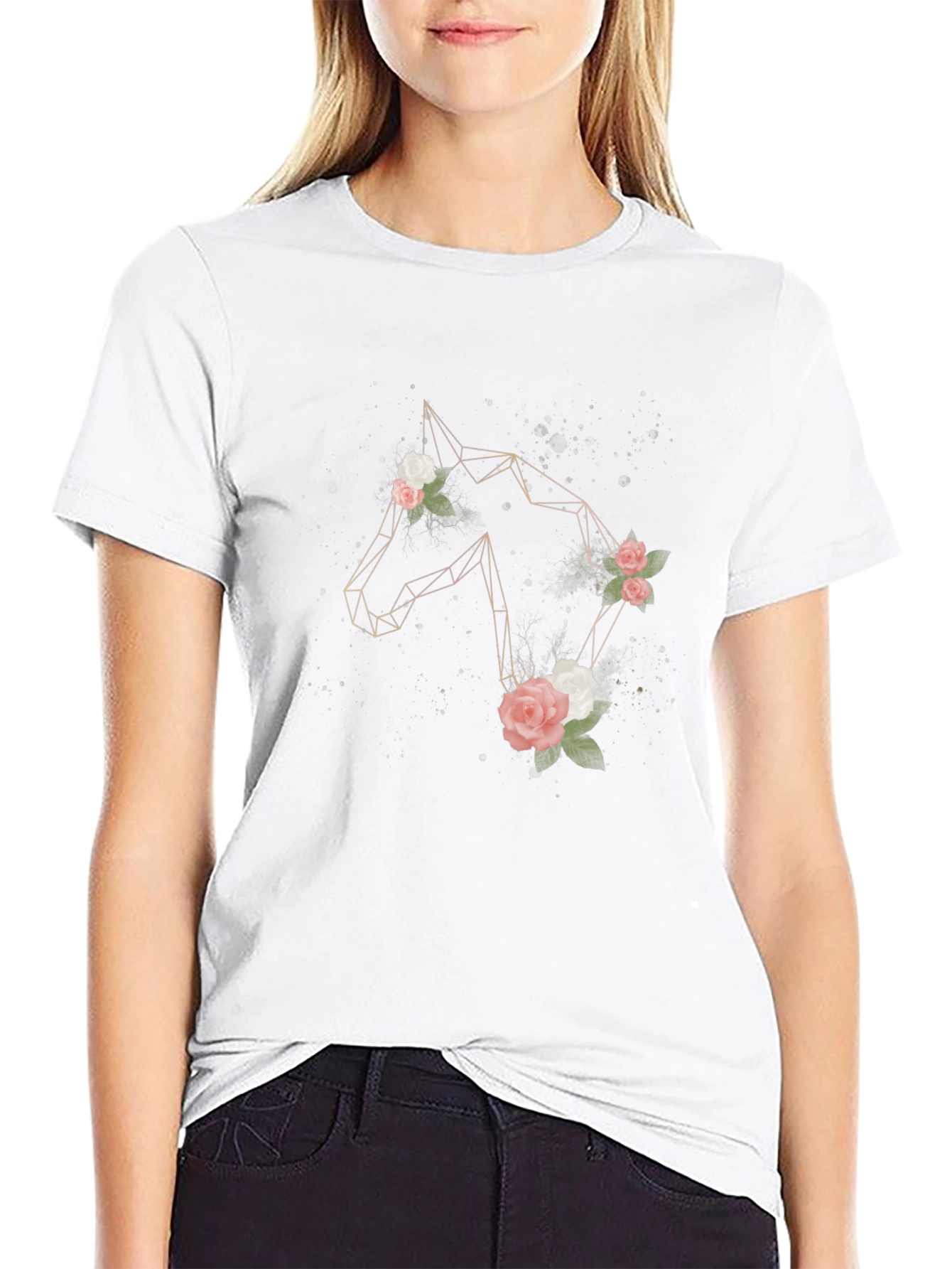 Geometric Horse & Floral Graphic Tee