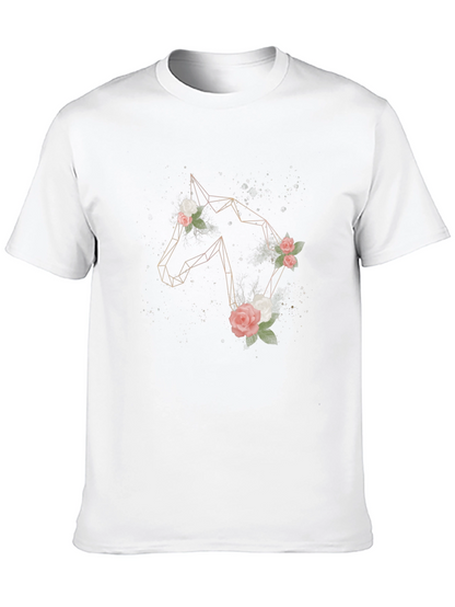 Geometric Horse & Floral Graphic Tee