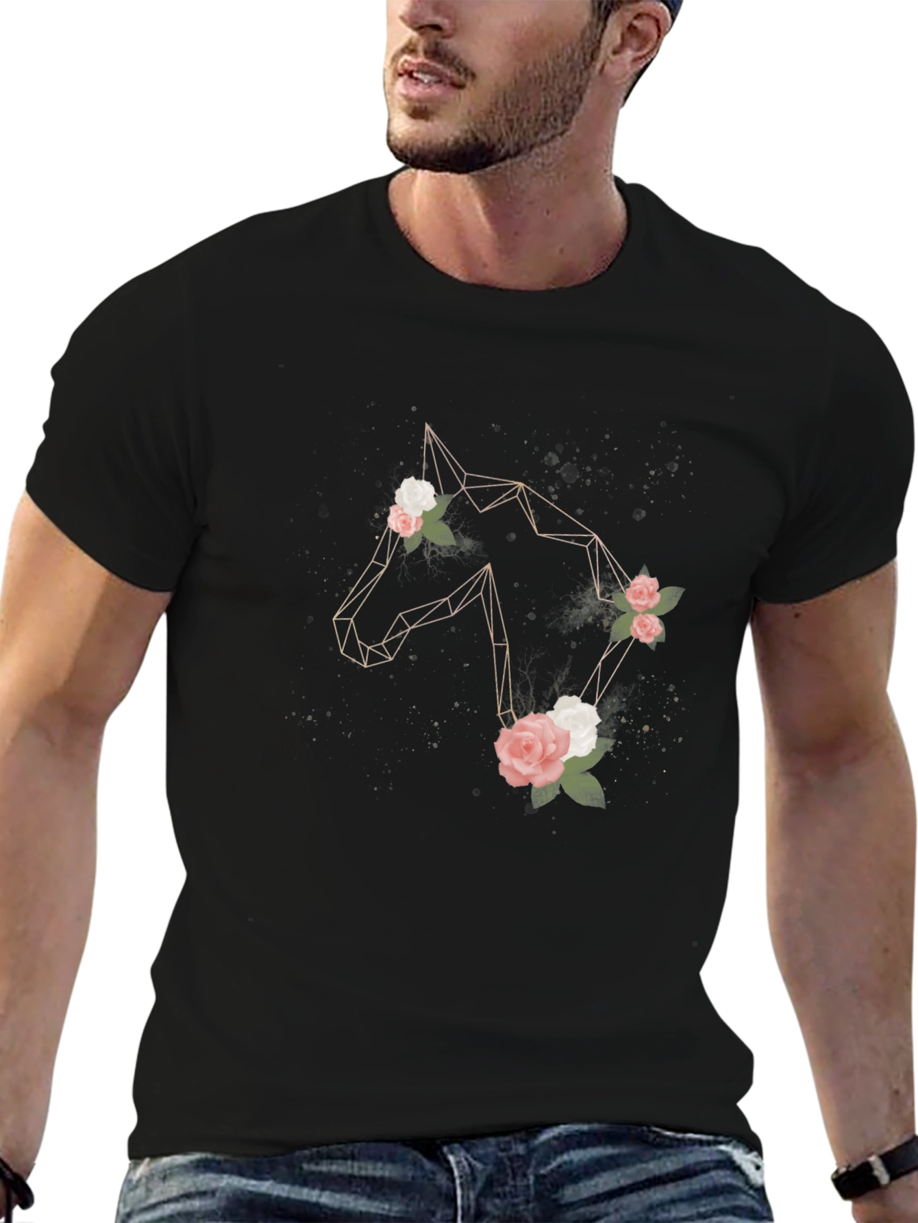 Geometric Horse & Floral Graphic Tee