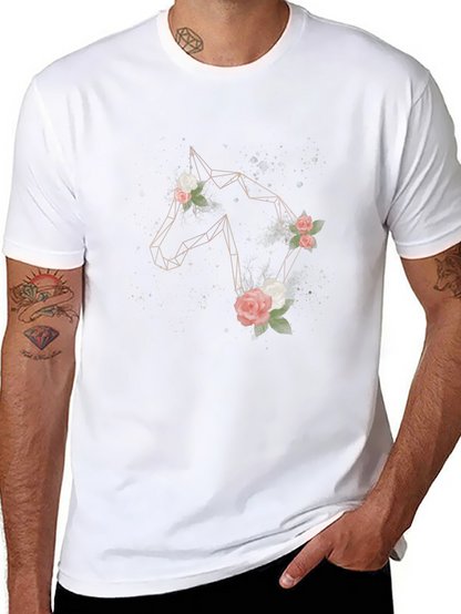 Geometric Horse & Floral Graphic Tee