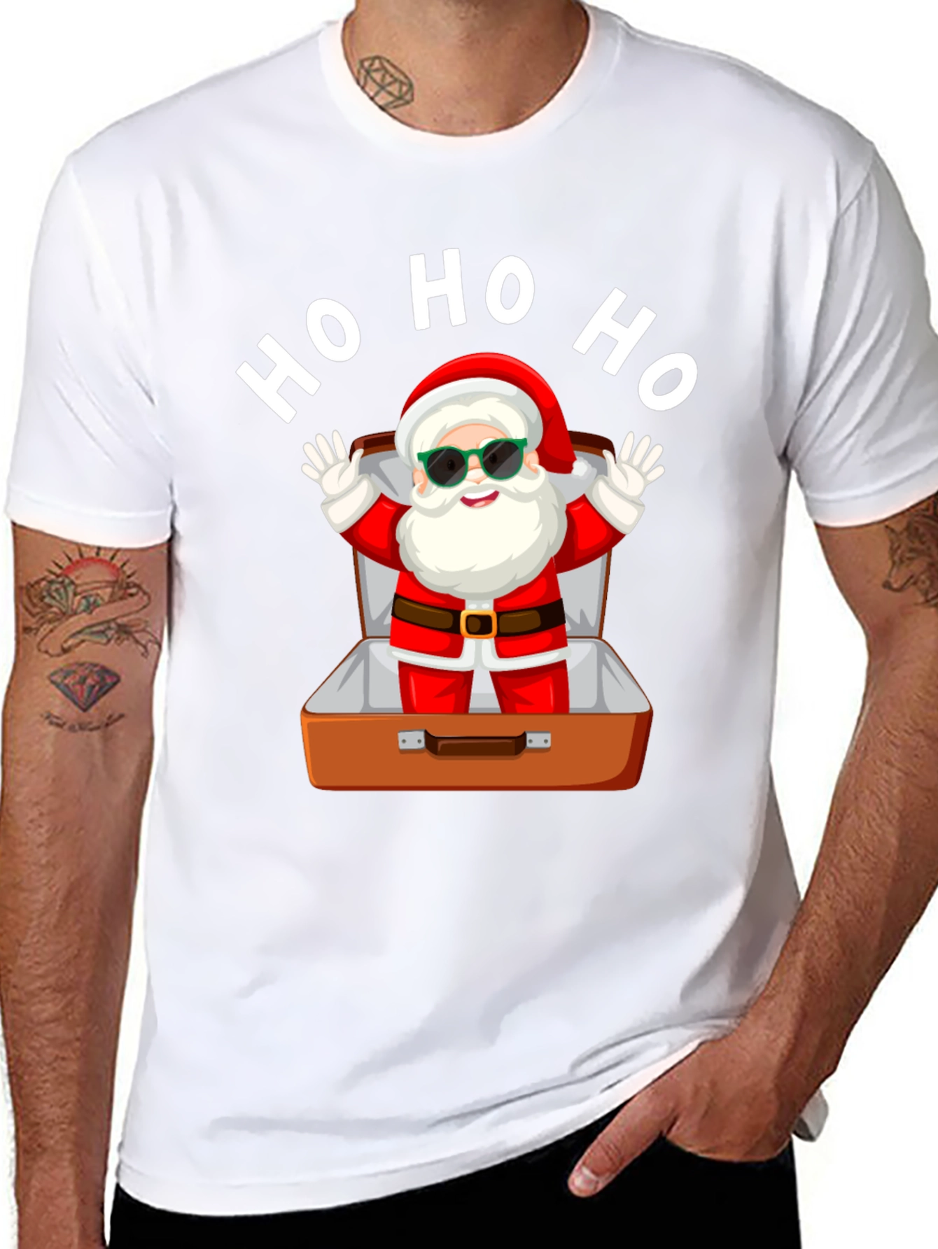 Santa in Suitcase Christmas T-Shirt