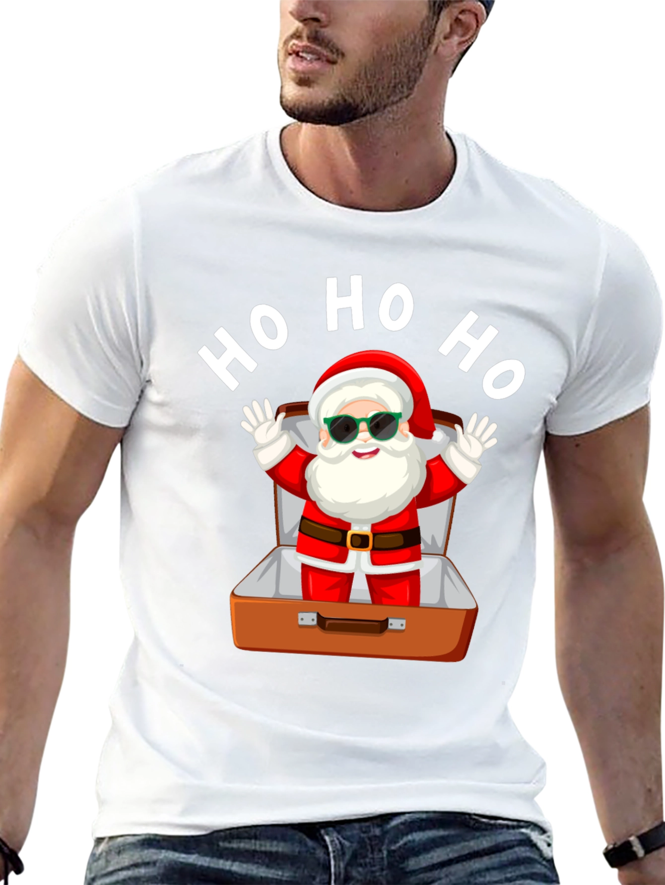 Santa in Suitcase Christmas T-Shirt