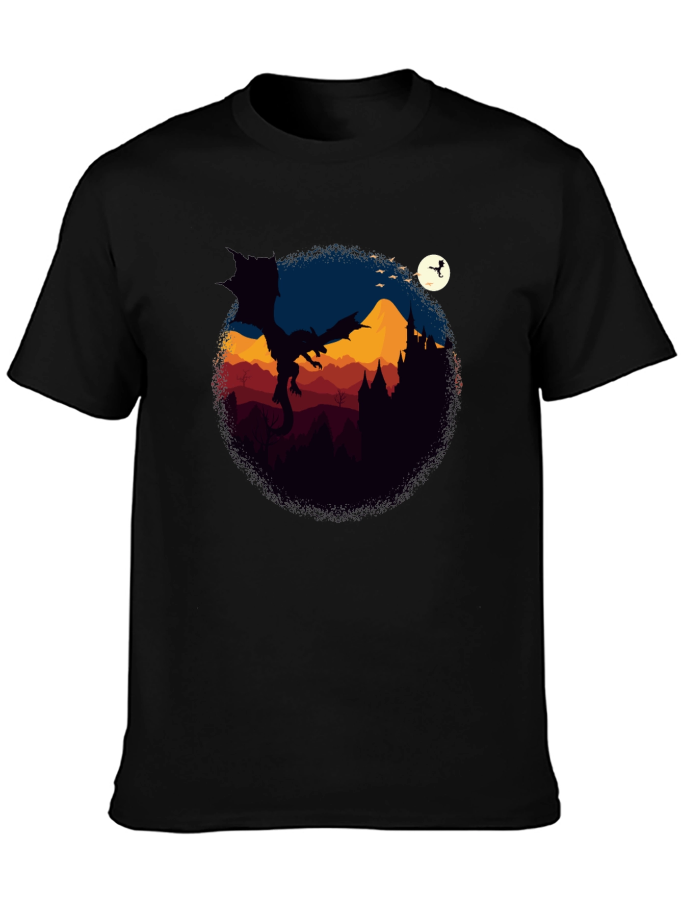 Dragon Castle Graphic Tee - Black
